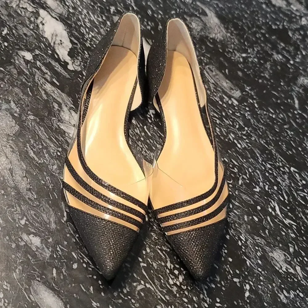 STITCH DETAIL POINTED TOE WOMEN'S D'ORSAY BALLET FLATS SHOE